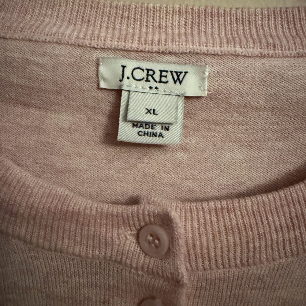 J. Crew Pink Lightweight Button-Up Crewneck Cardigan - Picture 3 of 4